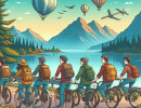 seven friends called wanderboys are going with bicycles in a beautiful area along a river with nice hills to share funny adventure with everybody seven friends called wanderboys are going with bicycles in a beautiful area along a river with nice hills to share funny adventure with everybody