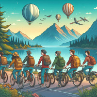 seven friends called wanderboys are going with bicycles in a beautiful area along a river with nice hills to share funny adventure with everybody seven friends called wanderboys are going with bicycles in a beautiful area along a river with nice hills to share funny adventure with everybody