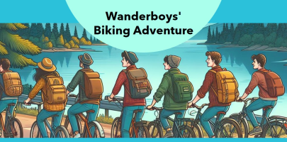 seven friends called wanderboys are going with bicycles in a beautiful area along a river with nice hills to share funny adventure with everybody6